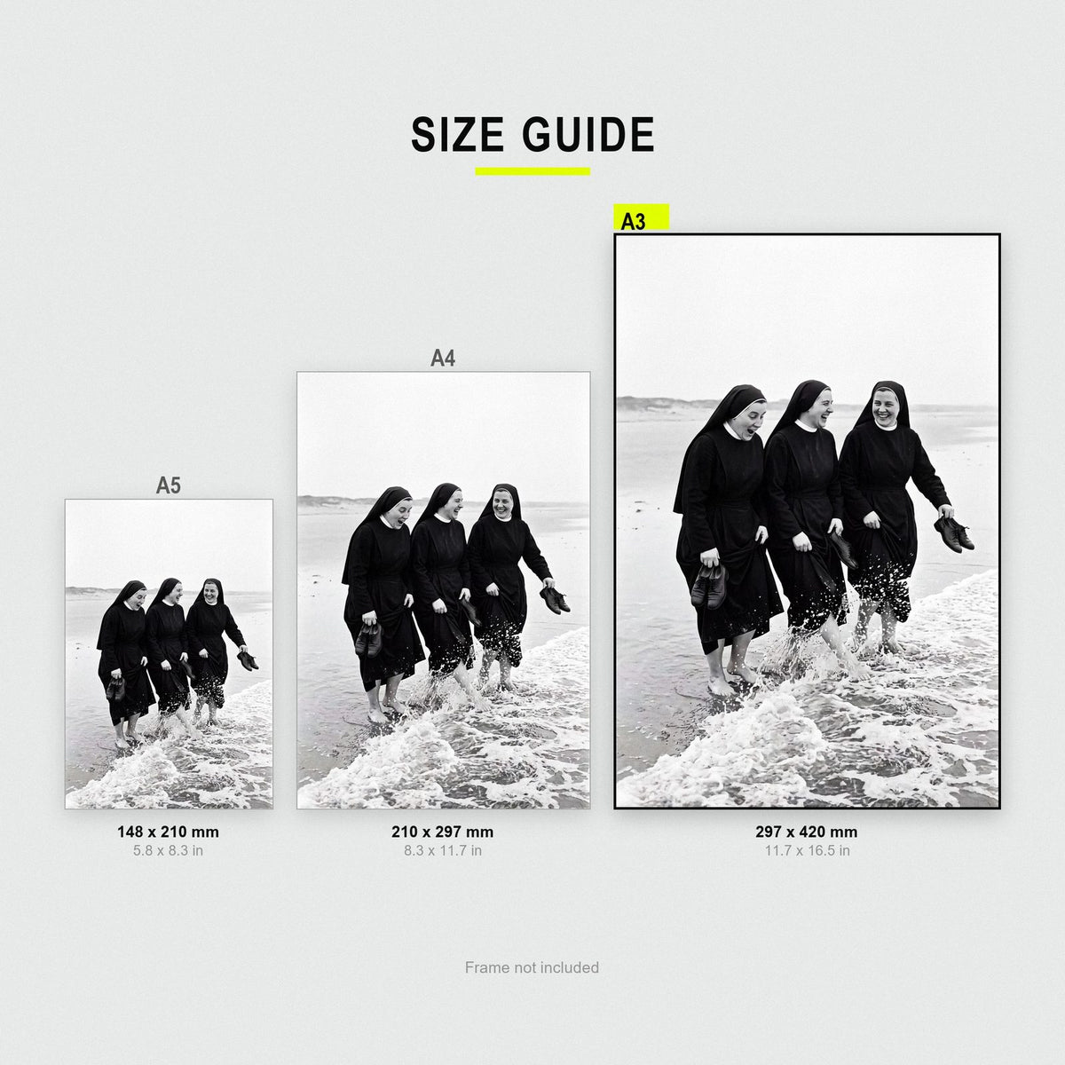 Nuns In The Sea Black And White Photographic Print