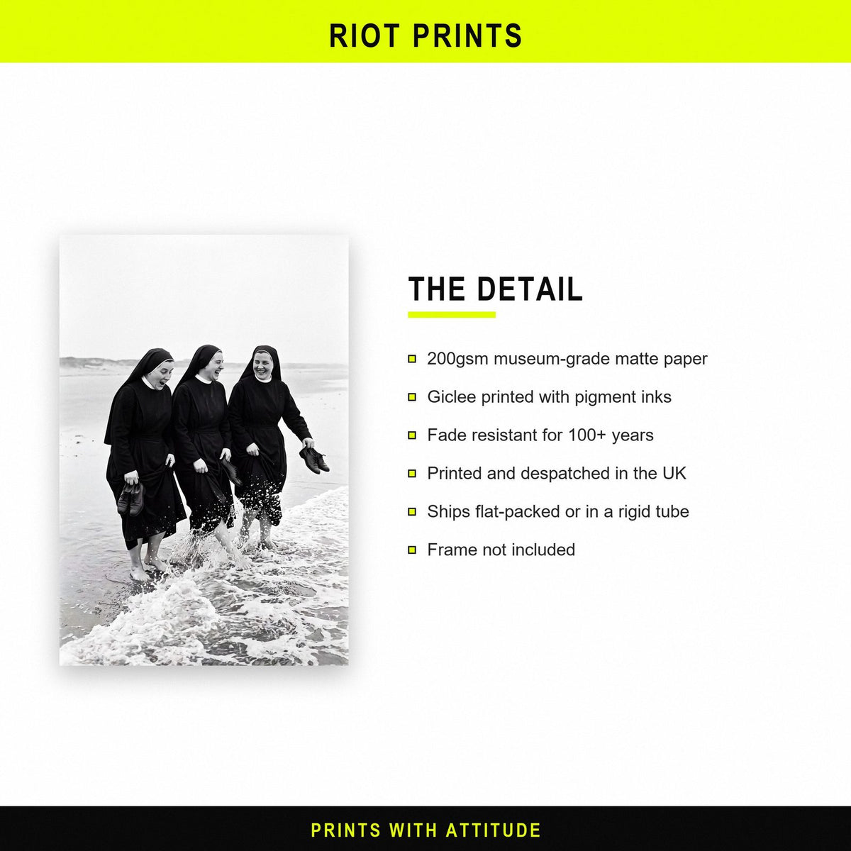 Nuns In The Sea Black And White Photographic Print