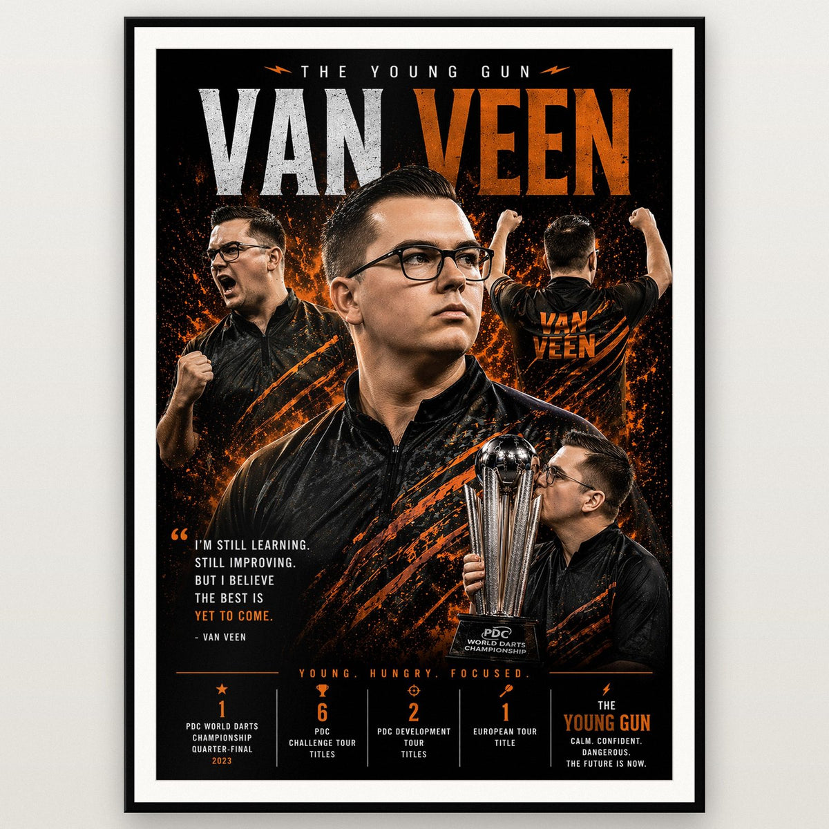Van Veen The Young Gun Darts Print shown in a black frame