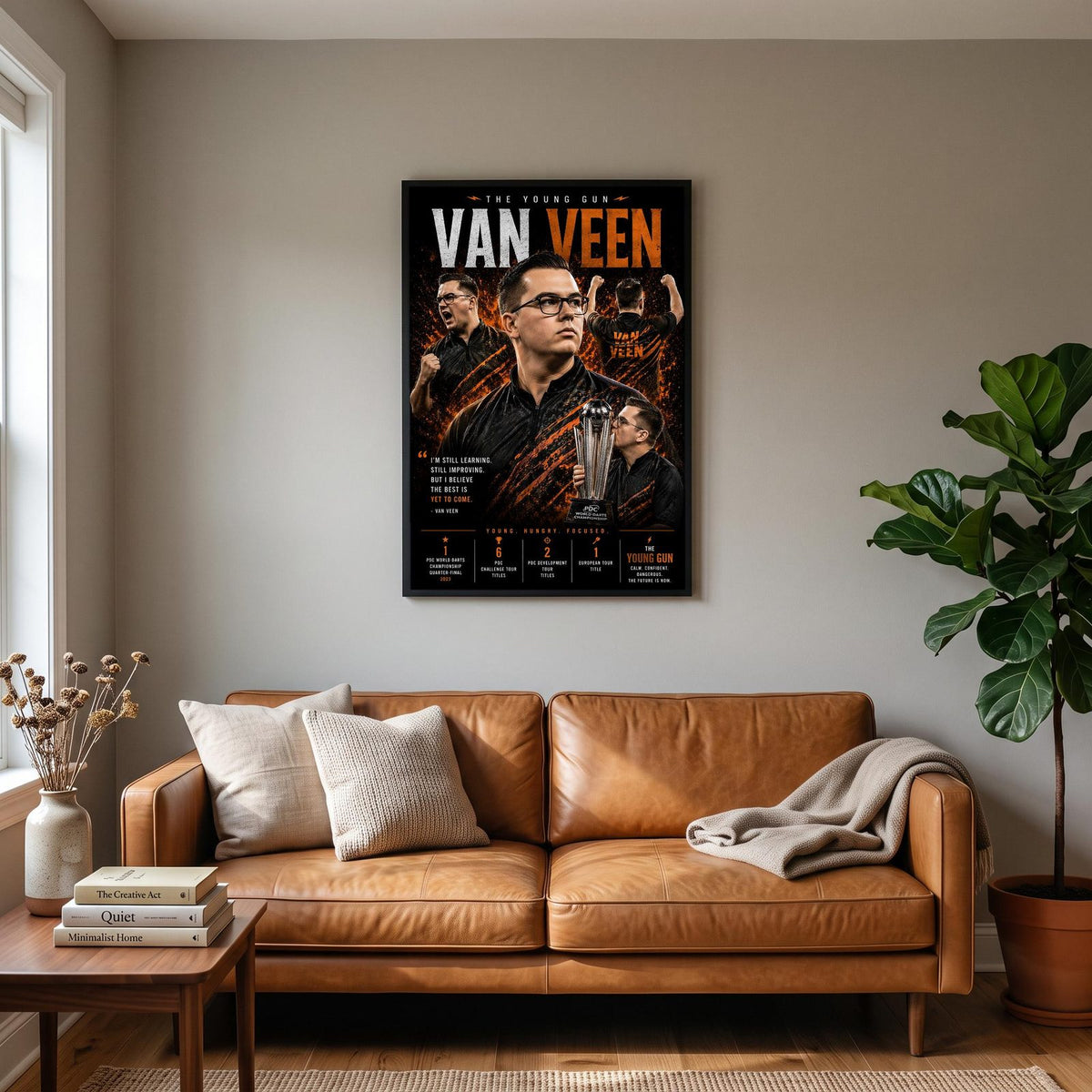 Van Veen The Young Gun Darts Print hanging on a living room wall