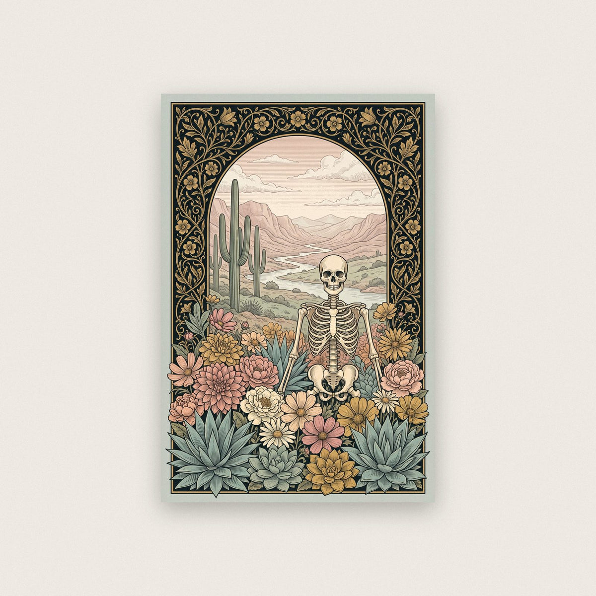Desert Bloom Skeleton Art Print