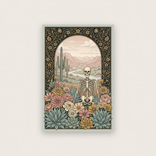 Desert Bloom Skeleton Art Print