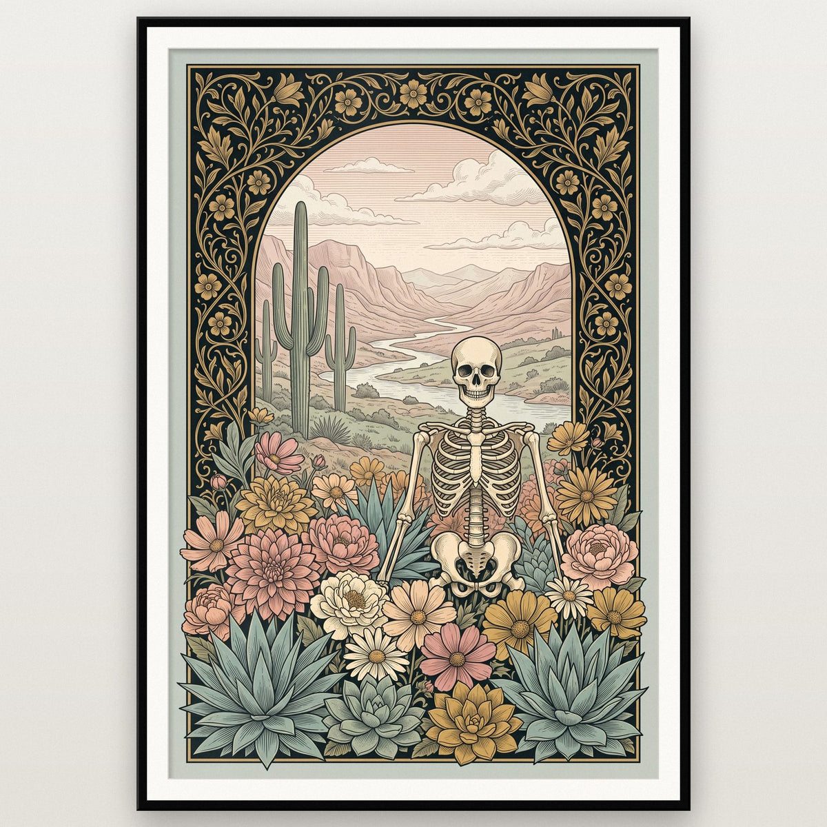 Desert Bloom Skeleton Art Print