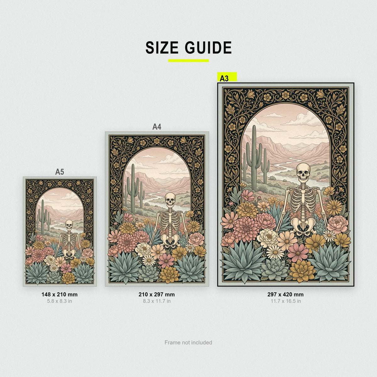 Desert Bloom Skeleton Art Print