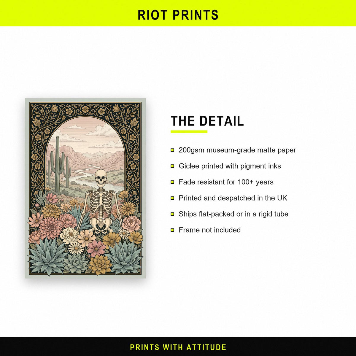 Desert Bloom Skeleton Art Print