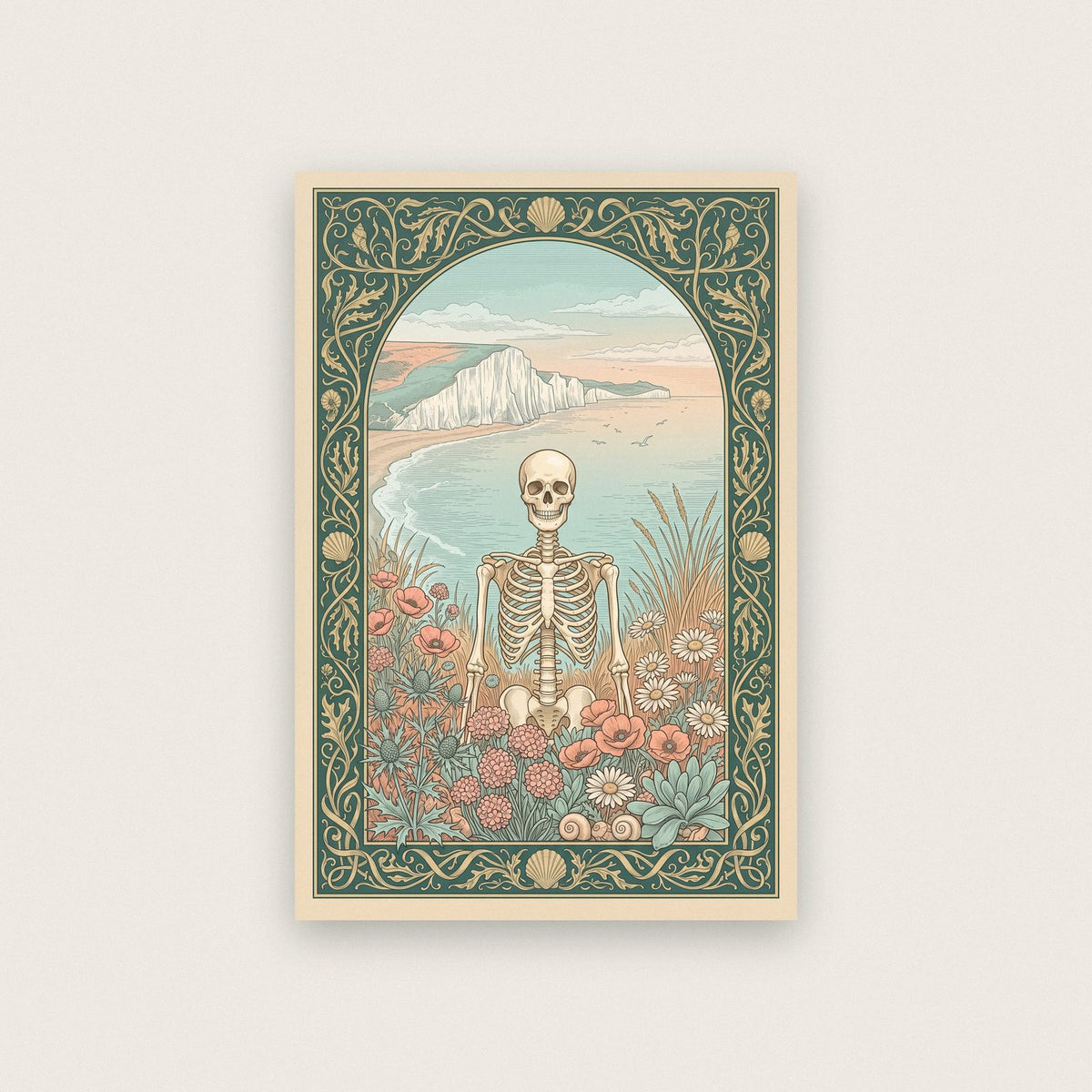Chalk Coast Skeleton Art Print