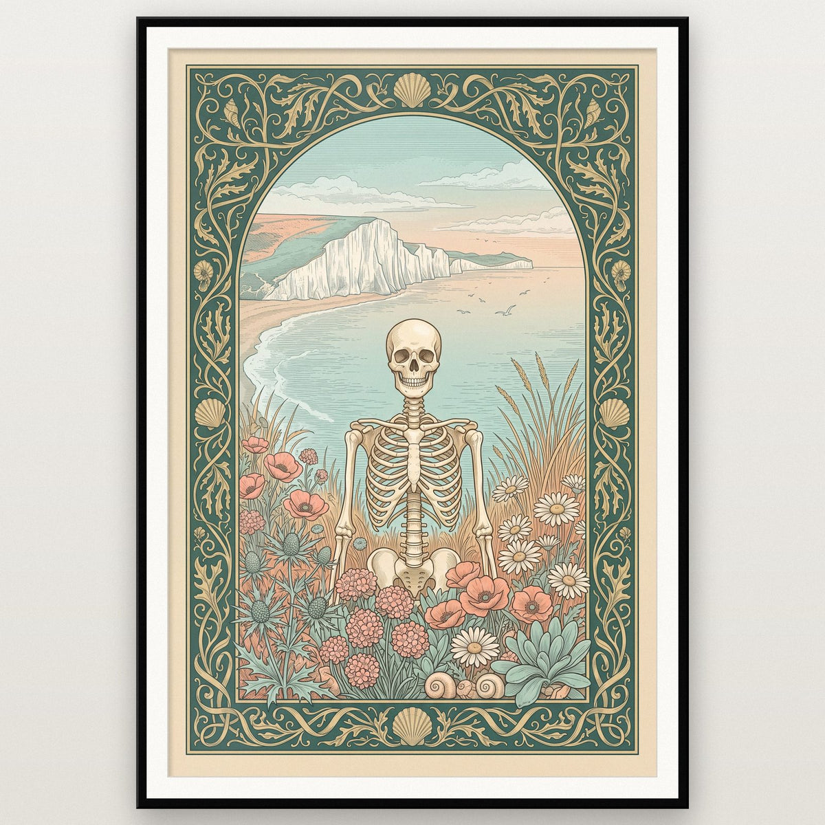 Chalk Coast Skeleton Art Print