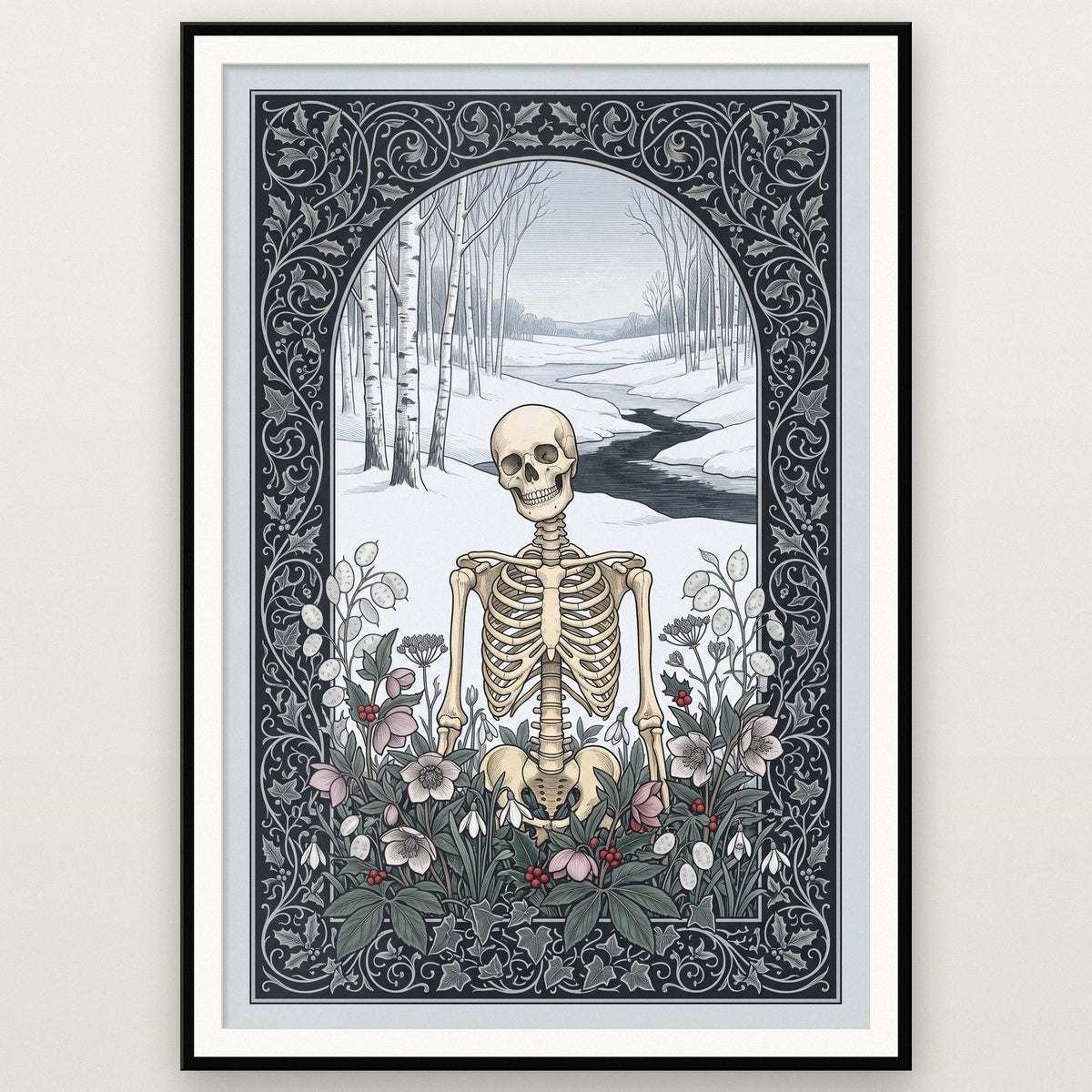 Winter Birch Skeleton Art Print