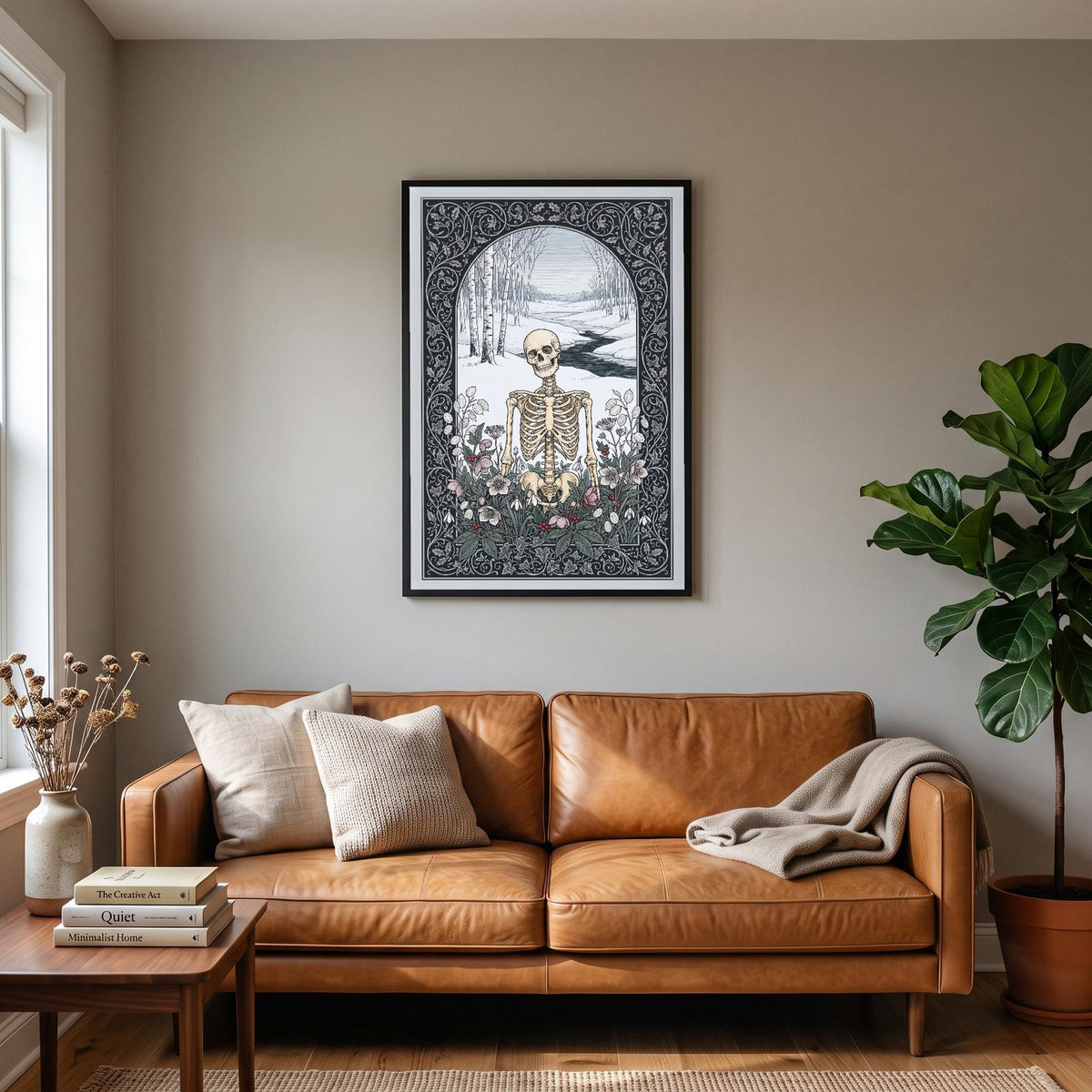 Winter Birch Skeleton Art Print