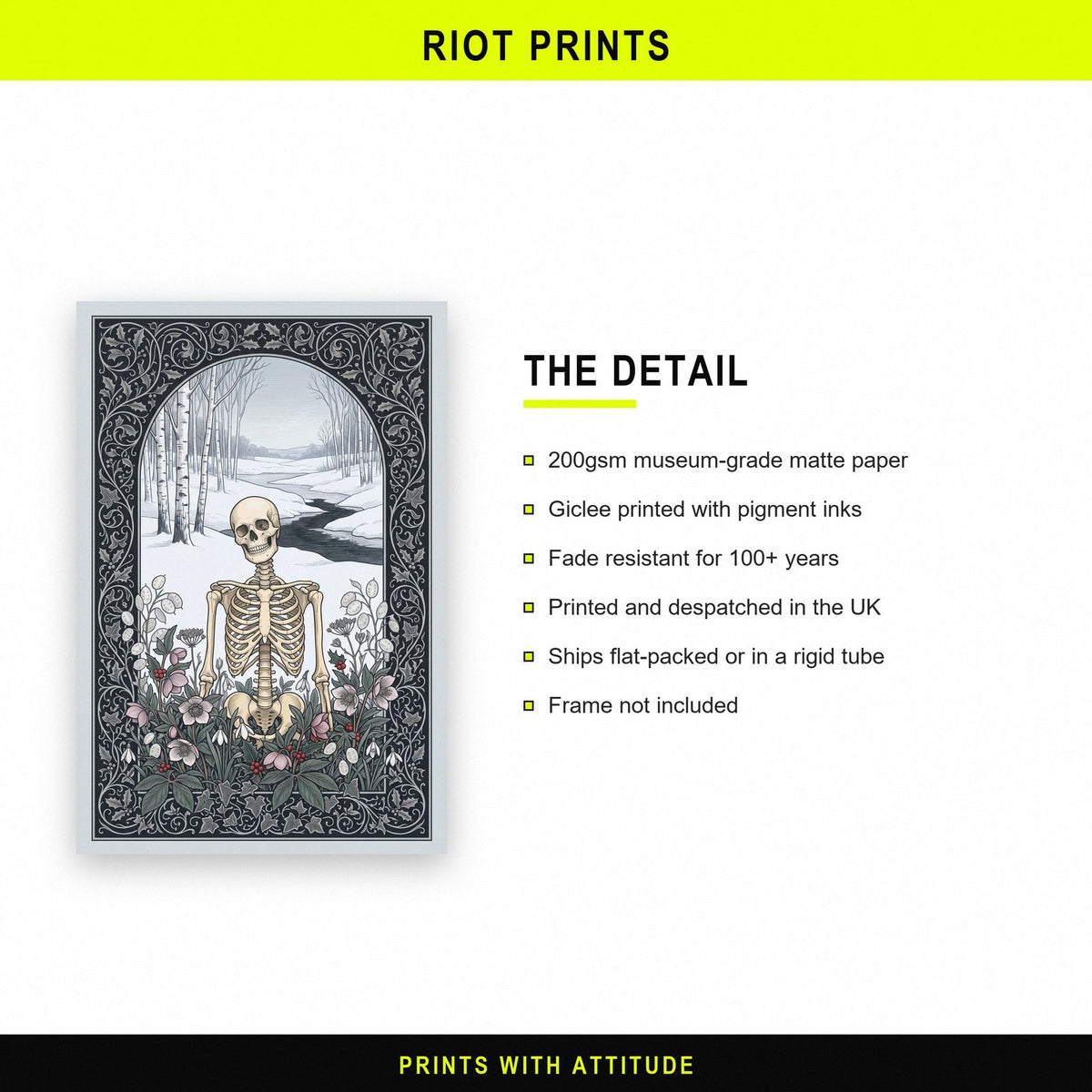 Winter Birch Skeleton Art Print
