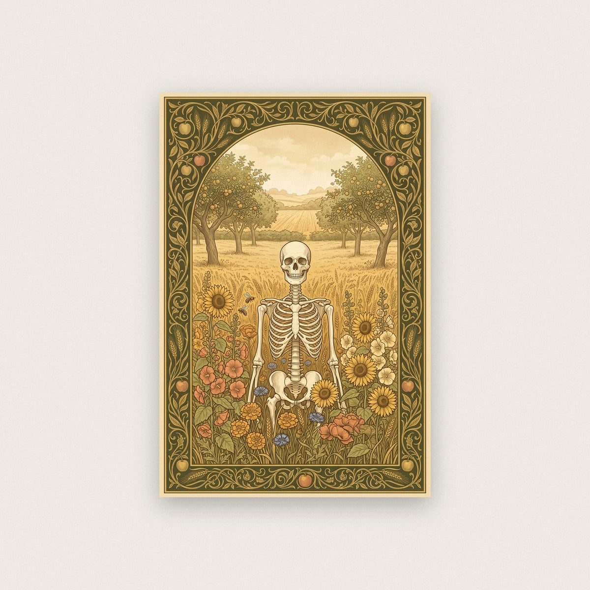 Golden Meadow Skeleton Art Print