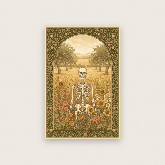 Golden Meadow Skeleton Art Print