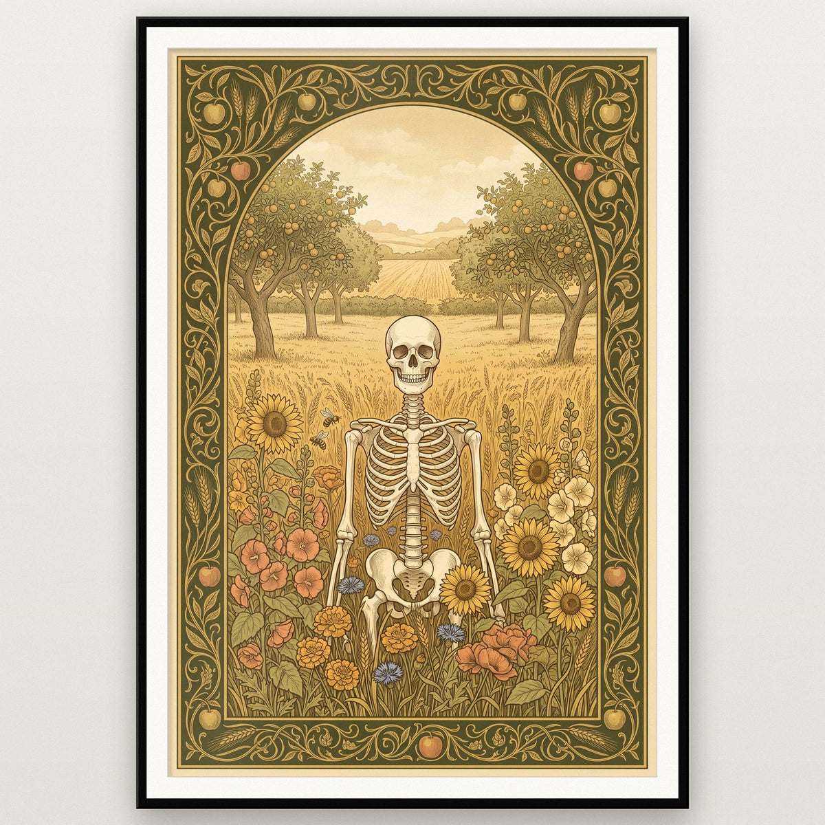 Golden Meadow Skeleton Art Print