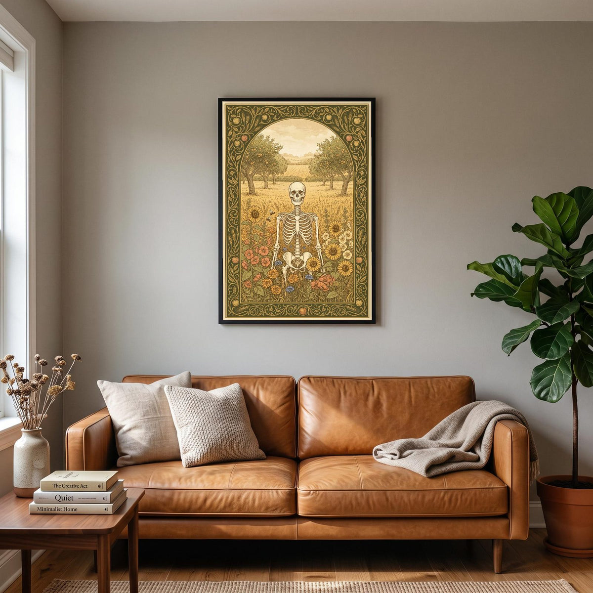 Golden Meadow Skeleton Art Print