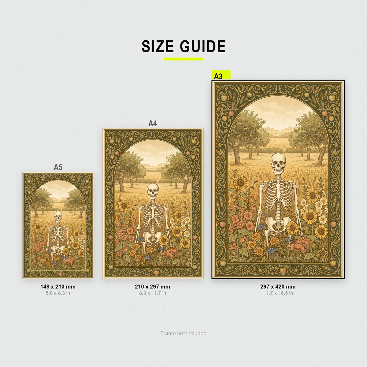 Golden Meadow Skeleton Art Print