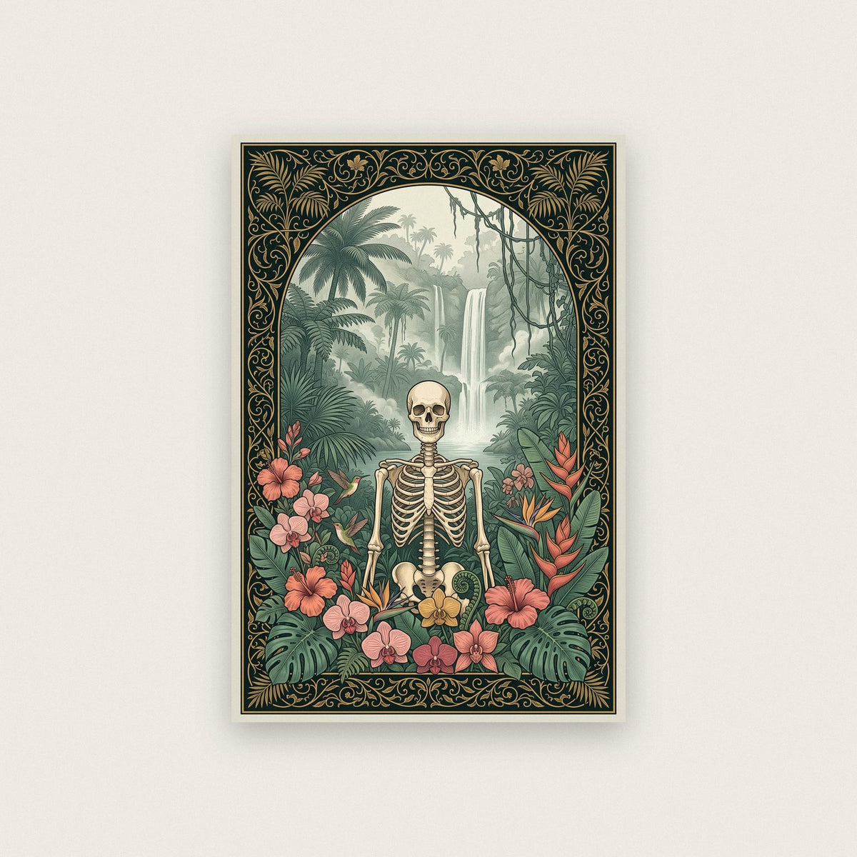 Jungle Falls Skeleton Art Print