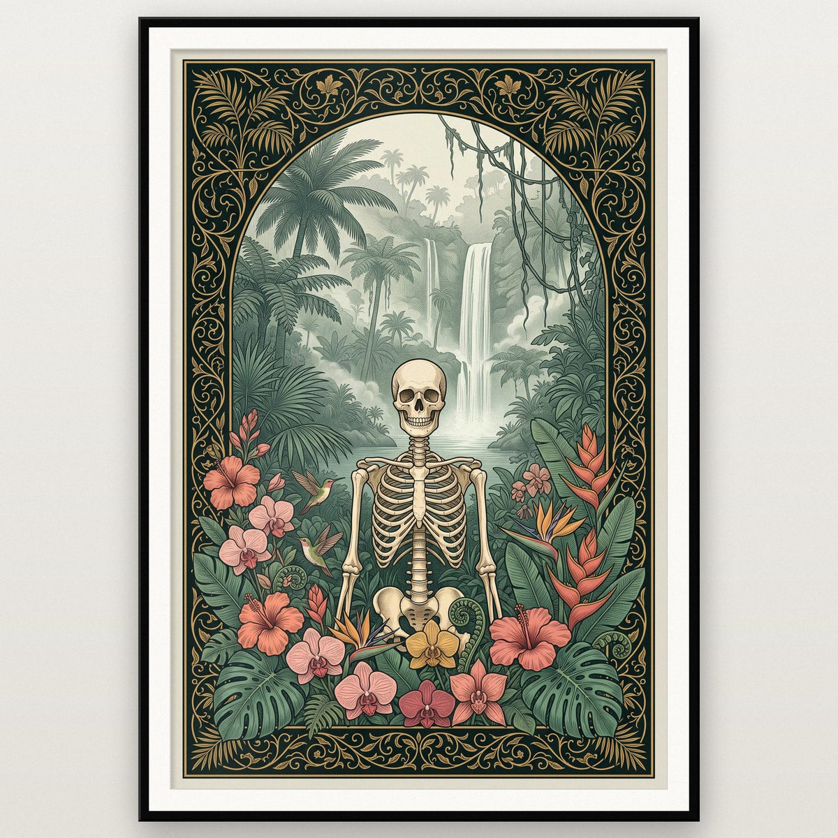 Jungle Falls Skeleton Art Print