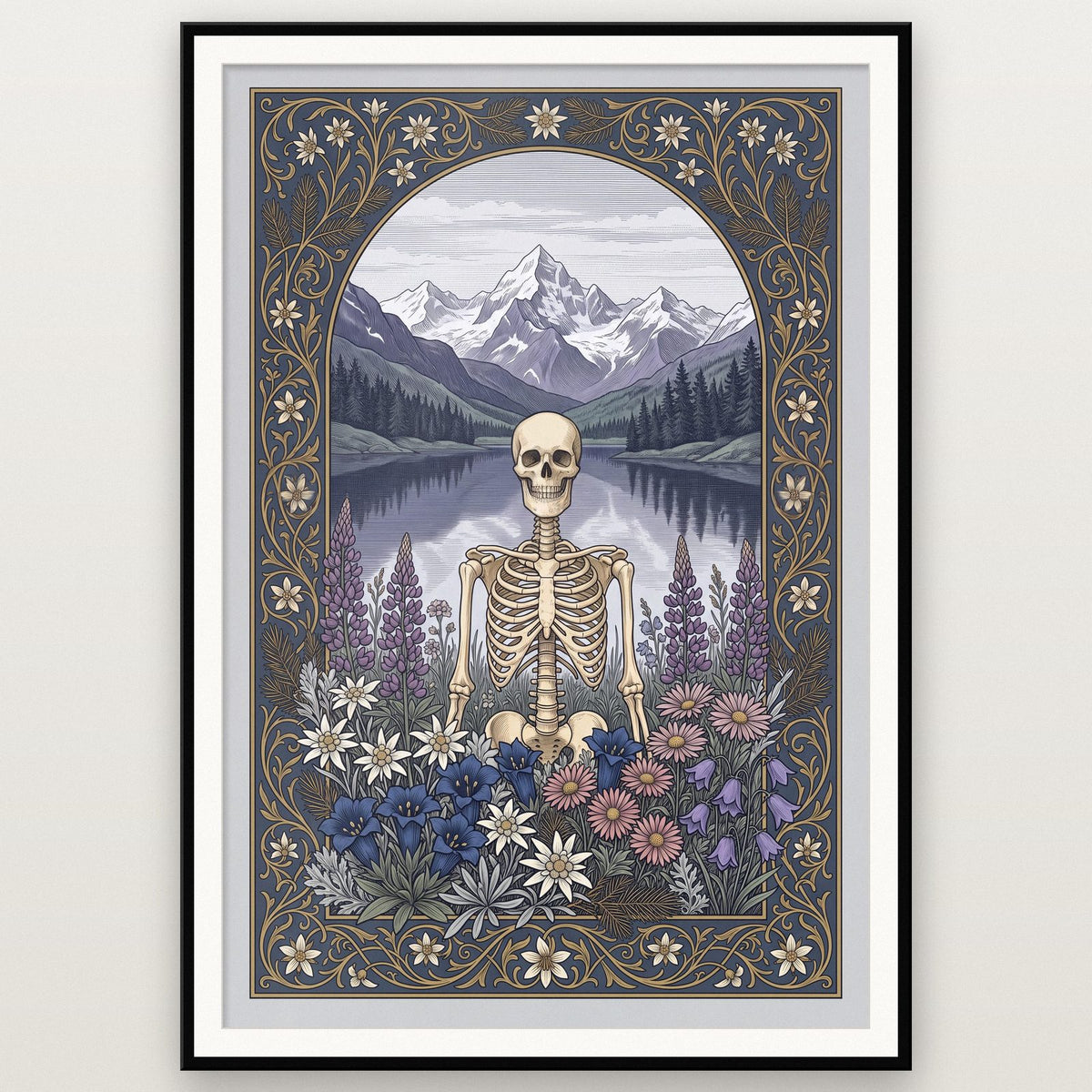 Alpine Lake Skeleton Art Print