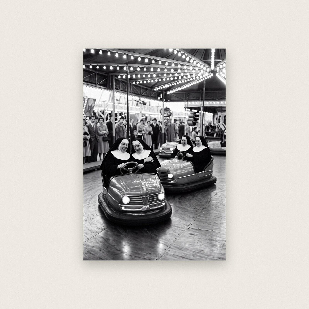 Nuns On The Dodgems — black and white photographic art print