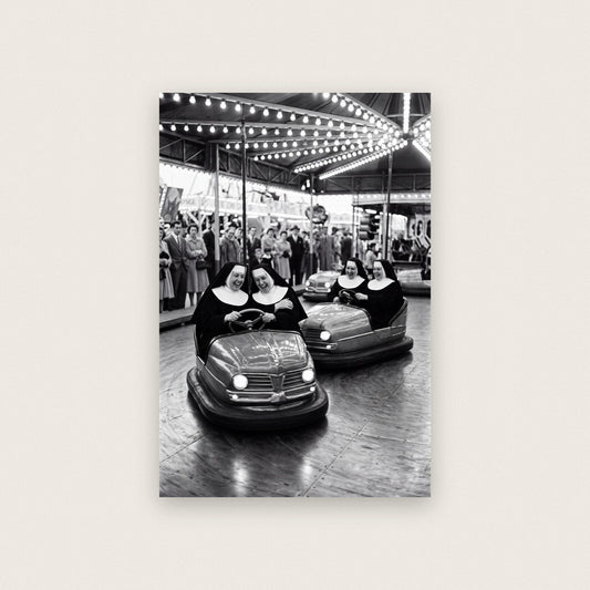 Nuns On The Dodgems — black and white photographic art print