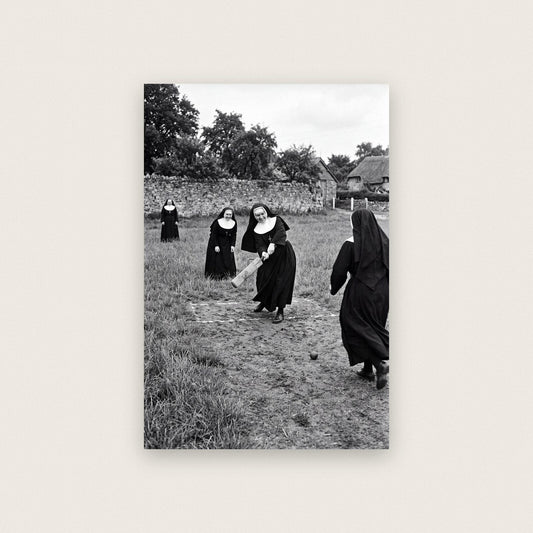 Nuns Playing Cricket — black and white photographic art print