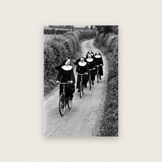 Nuns On Bicycles — black and white photographic art print