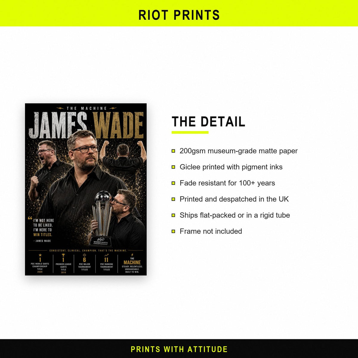 James Wade "The Machine" Darts Print paper and printing specification