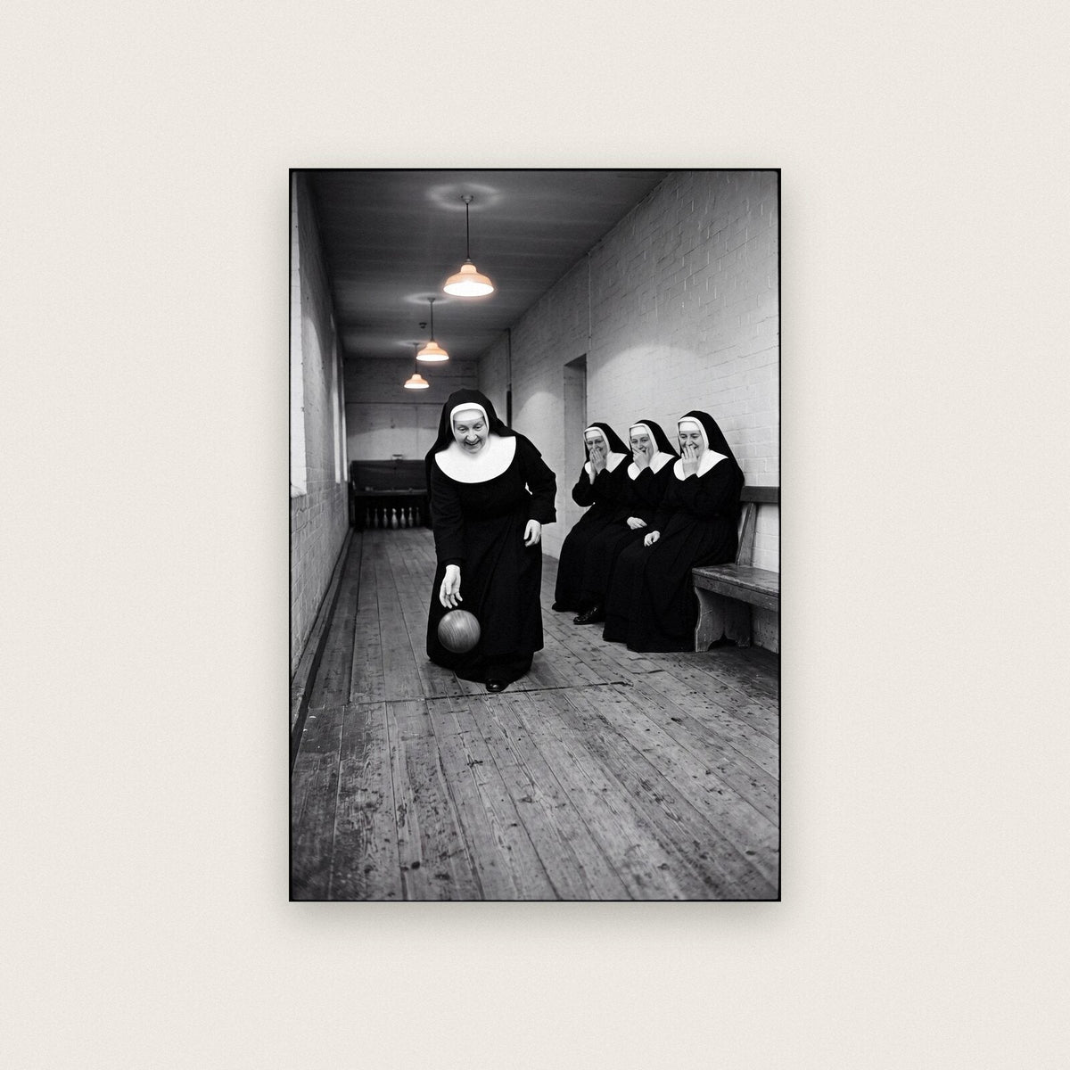 Nuns Playing Skittles — black and white photographic art print
