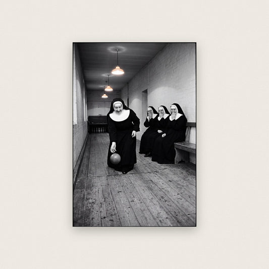 Nuns Playing Skittles — black and white photographic art print