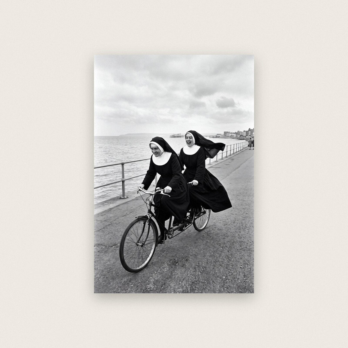 Nuns On A Tandem — black and white photographic art print
