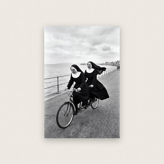 Nuns On A Tandem — black and white photographic art print