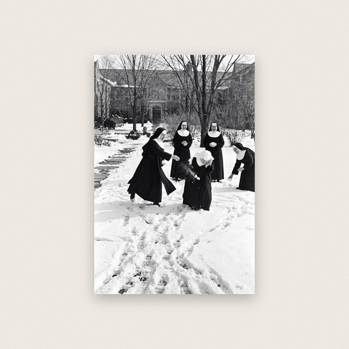 Nuns In The Snow — black and white photographic art print