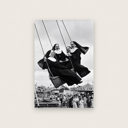 Nuns On The Swingboats — black and white photographic art print