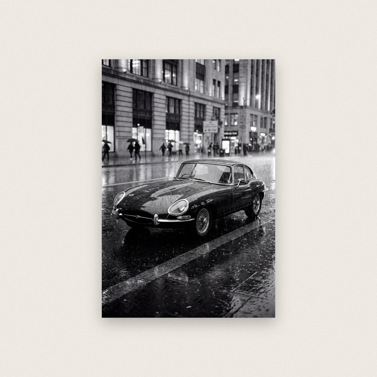 Boulevard Rain Classic Car Photographic Art Print