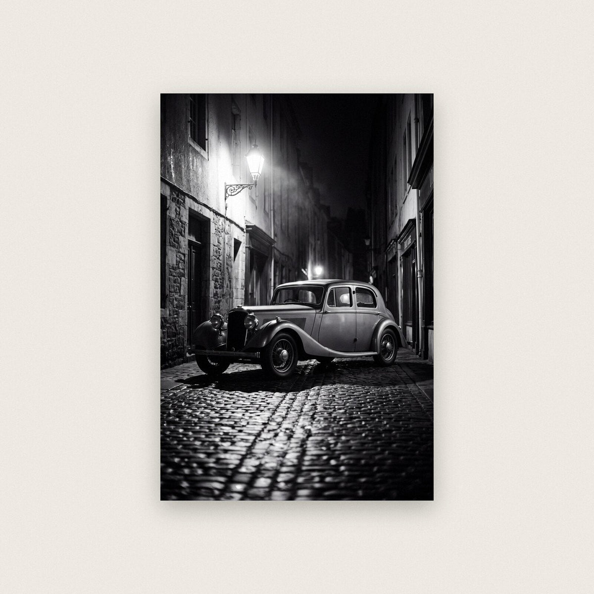 Cobbled Lane Classic Car Photographic Art Print