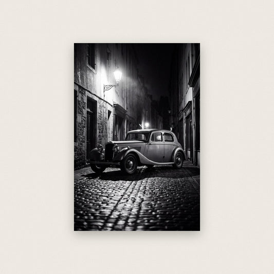 Cobbled Lane Classic Car Photographic Art Print