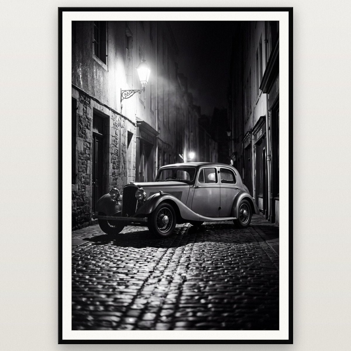 Cobbled Lane Classic Car Photographic Art Print