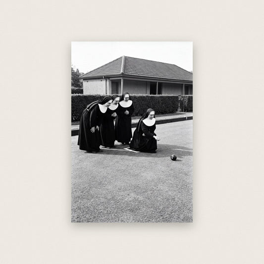 Nuns Playing Bowls — black and white photographic art print
