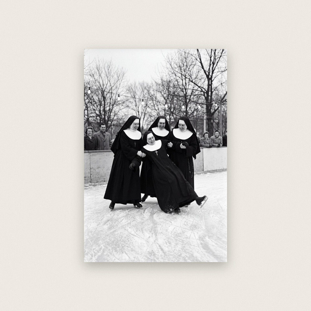 Nuns At The Ice Rink — black and white photographic art print