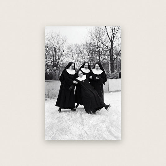 Nuns At The Ice Rink — black and white photographic art print