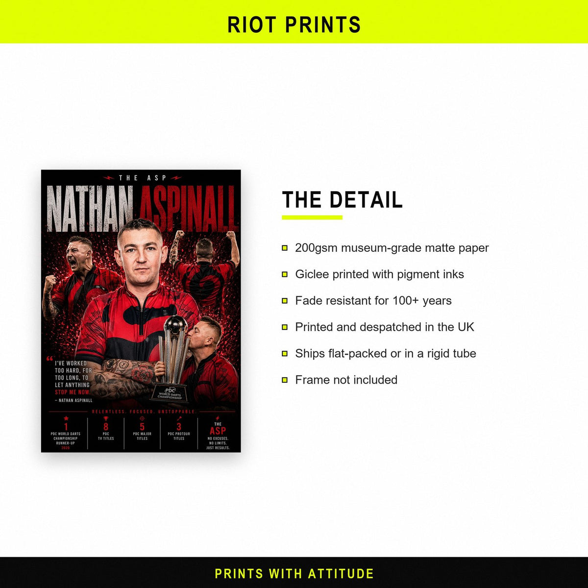 Nathan Aspinall "The Asp" Darts Print paper and printing specification