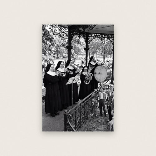 Nuns And The Brass Band Black And White Photographic Print