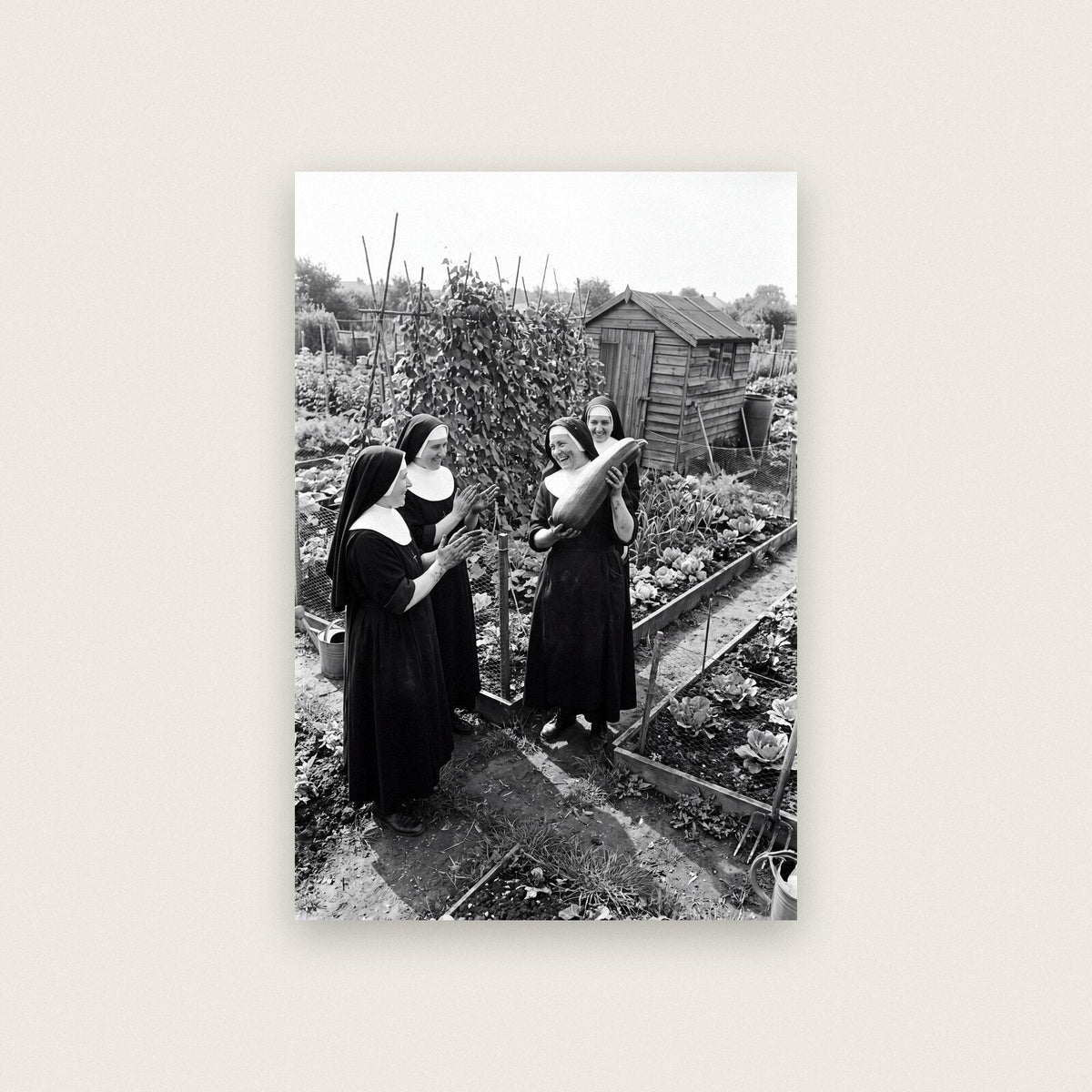 Nuns On The Allotment — black and white photographic art print