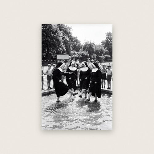 Nuns In The Paddling Pool Black And White Photographic Print