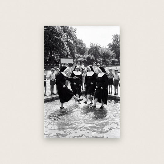 Nuns In The Paddling Pool — black and white photographic art print
