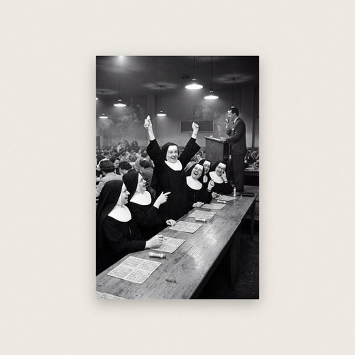 Nuns At The Bingo Black And White Photographic Print