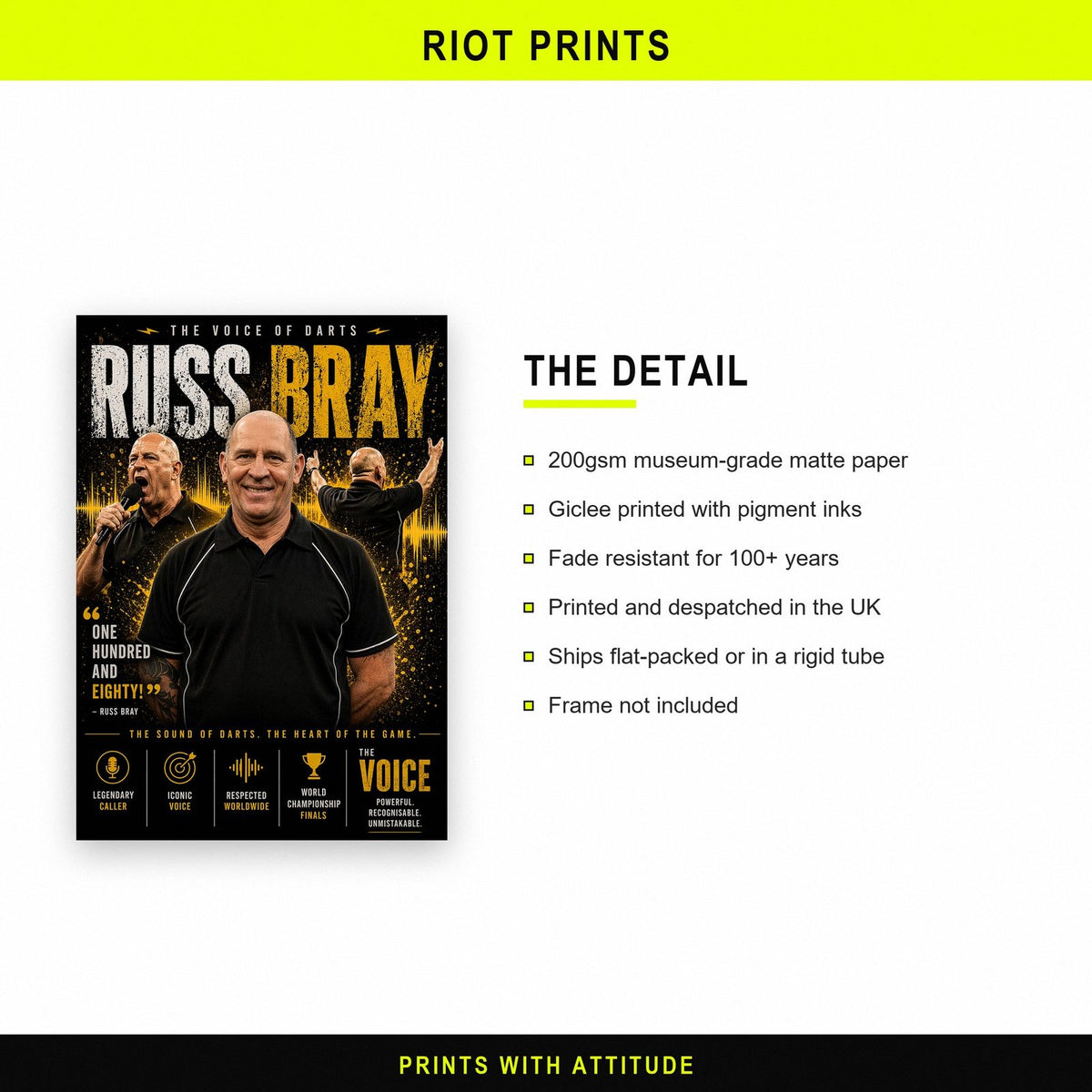 Russ Bray "The Voice of Darts" Print paper and printing specification