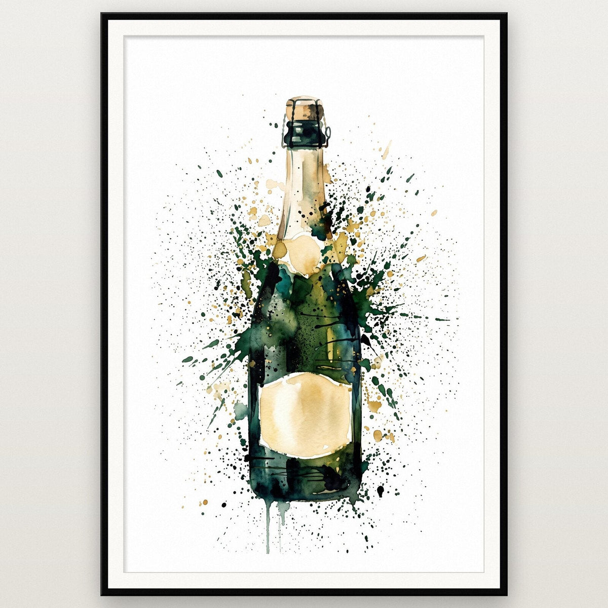 Champagne Bottle Watercolour Art Print