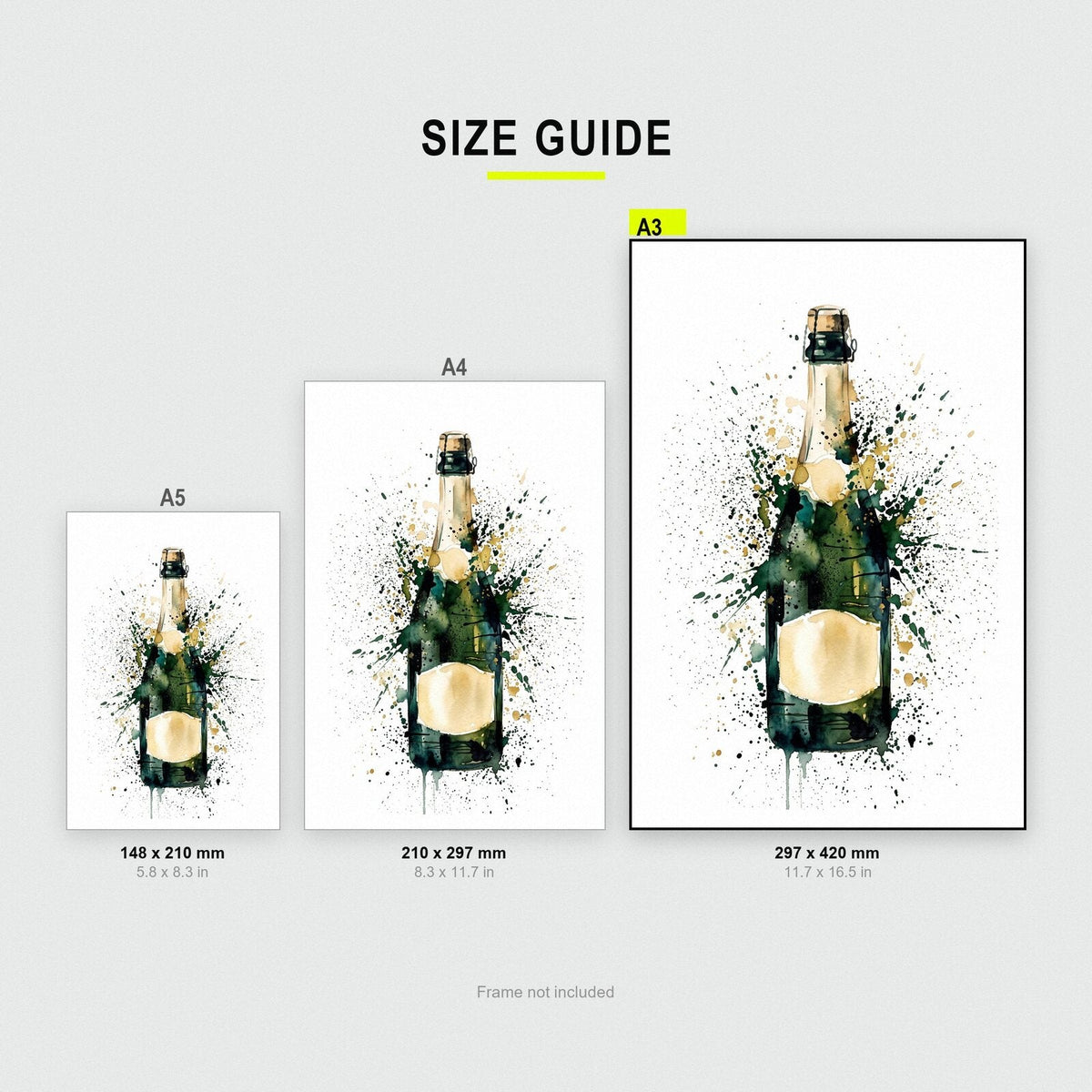 Champagne Bottle Watercolour Art Print