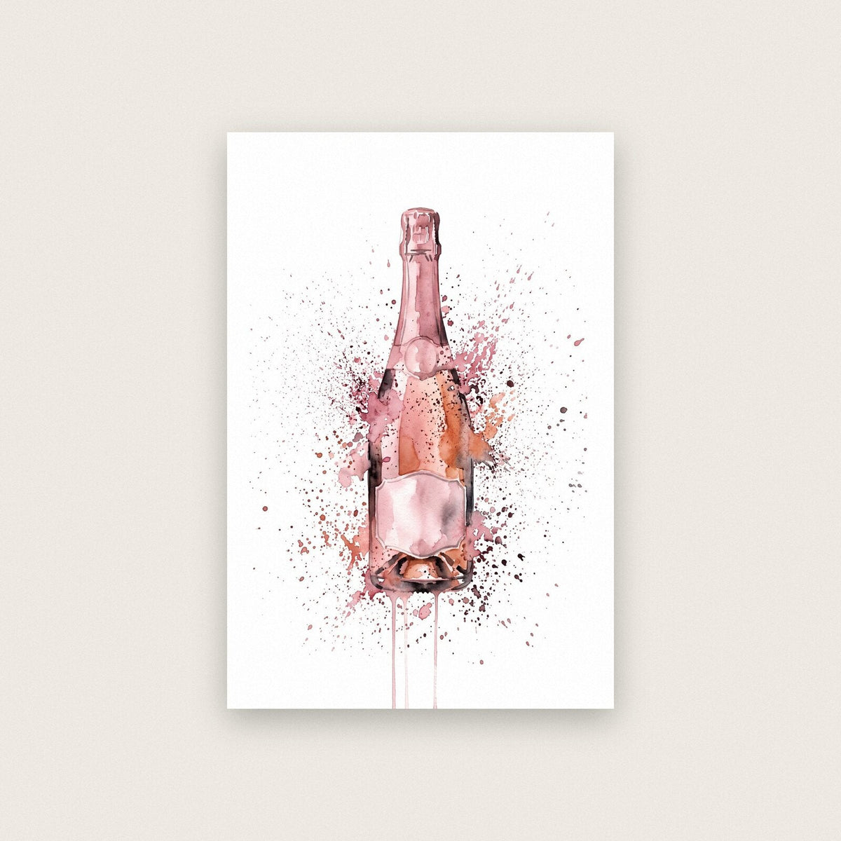 Rosé Champagne Bottle Watercolour Art Print
